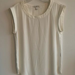 Jcrew White Silk Capped Sleeve Top